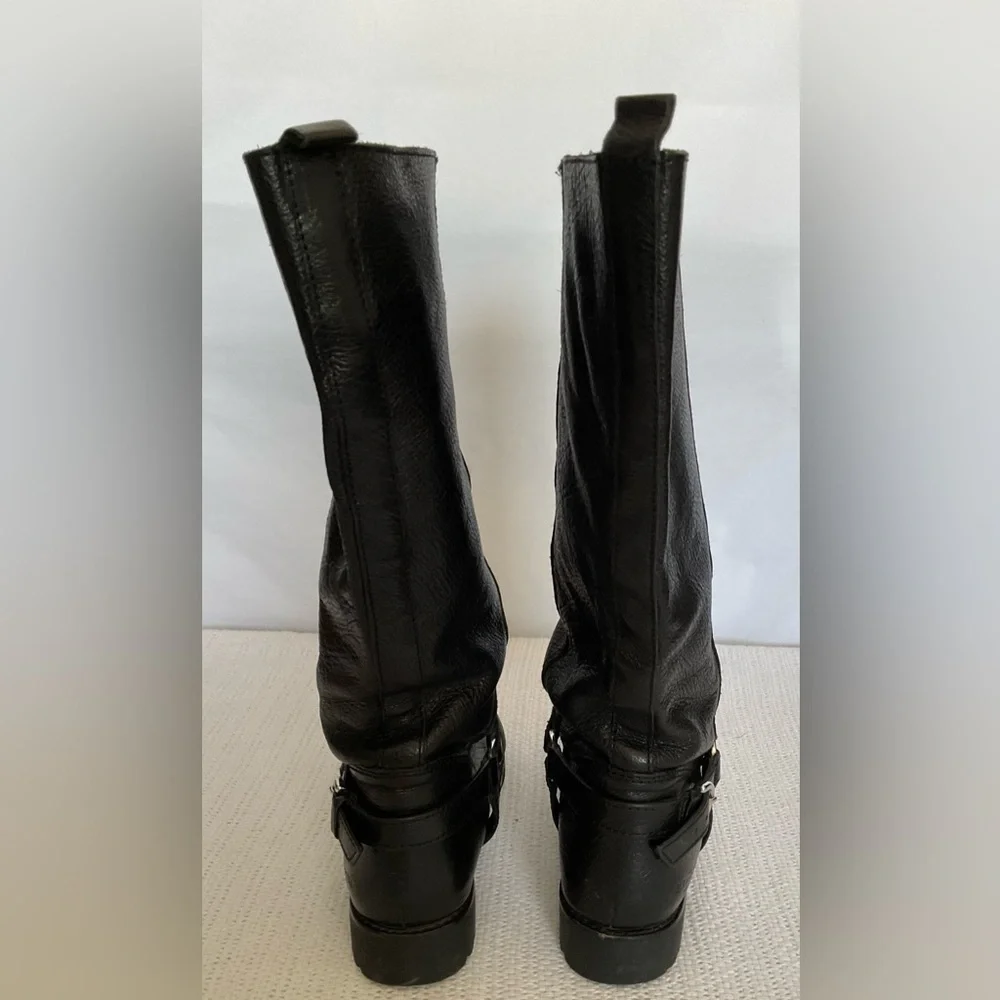 Coach Black Combat Moto Boots with Silver Accents - Picture 4 of 12